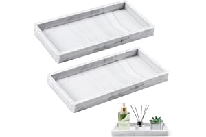 NEUTYPECHIC 2 Stück Marmor Tablett Badezimmertablett 10 * 20cm, Silikon Deko Tablett für Bad, Waschtisch, Küchentheke, WC-Spülkasten, Dekorative Schmuck, Schlüsselablage Schale, Marmorfarbe