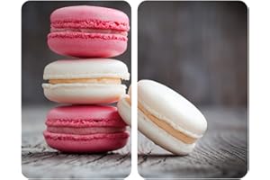 WENKO 2521496100 Universal cover plates Macarons - set of 2, for all types of cookers, Tempered glass, 30 x 52 cm, Multicoloured