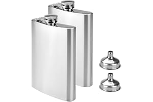 Willingood 2 fiaschette e imbuto in acciaio inox, 227 ml, adatte per l'uso di alcool