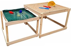 TikTakToo Mesa de barro para cocina de barro, cocina al aire libre de madera/mesa de plantación para niños/mesa de manualidades para exteriores