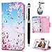 Produktbild iPhone 5/iPhoneSE Hülle,KASOS iphone 5/iphoneSE Lite Case Bunt Gemalt Book Type PU Leder Tasche Cover Handyhülle Brieftasche Etui Handy Schutzhülle Ledertasche,Schmetterling Liebe Blume+ Stöpsel Staubschutz + Eingabestift