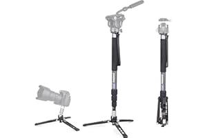 Monopode Vidéo en Fibre de Carbone-INNOREL VM75CK Trépied de Voyage Multifonctionnel Amovible Monopode Professionnel pour Gopro DSLR Caméscopes Télescopiques, Charge Max 10kg (Monopod Uniquement)