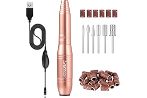 JIASHENG Nail Drill, Electric Nail Files Professional, USB Nail Drill Machine 20000rpm, Nail eFile Kit for Acrylic Gel Nails with Nail Drill Bits for Manicure and Pedicure, Gold