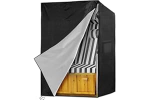 TOKENHIGH Strandkorb Schutzhülle,900D Oxford Stoff Strandkorbhülle,Wasserdicht Strandkörbe Abdeckung,UV Beständig Abdeckhauben für Strandkörbe Winterfest (120*90*155/140cm)