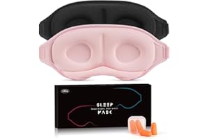 Sleep Mask, 2 Pack Super Soft 3D Eye Masks-100% Blackout Comfortable Eye Mask for Sleeping with Adjustable Straps-Our Aosun Sleep Eye Mask Suitable for Travel and Meditation (Black Pink)