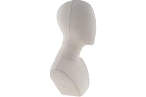 Homyl Canvas Block Cork Head Model, Hair Wig Hairpiece Making Display Stand, Mannequin Manikin Head with Shoulder Bust