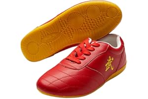G-like Tai Chi Kung Fu Shoes - ZooBoo Martial Art Chinese Traditional Wushu Shaolin Qi Gong Beijing Trainer Wing Chun Slipper with Classic and Rubber Wu Logo Oxford Sole for Men Women - Oxhide Leather