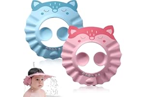 AUEFUDQ Pack of 2 Children's Shower Caps, Hair Washing Child Protection, Shampoo Bath Protection, Soft Cap Cap, Hat, Waterproof Cap, Hair Washing Cup, for Babies from 6 Months