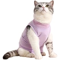 Tuta Post-operatoria Per Gatti ASENKU &ndash; Body In Tessuto Traspirante Per Femmine, Impedisce Leccatura Ferite, Taglie XS/S/M In Blu