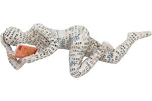 BUACHOIS Adorno de Figura, Escultura de Figura, Figura Pintada a Mano Esculpida, Figura de Mujer de Lectura Simple, Manualidades Decorativas de Escritorio Personalizadas, Adornos de Estantería para El Hogar