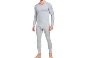wirarpa Men's Thermal Underwear Set Cotton Warm Base Layer Lightweight Long Sleeve Top & Pyjama Bottoms