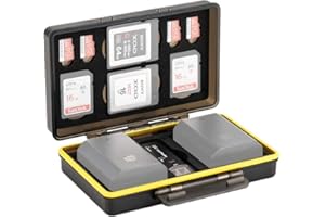 JJC Tarjetero SD para 2 Tarjetas SD / 4 Micro SD / 2 XQD + 2 Baterías Canon LP-E6 LP-E8 LP-E12 LP-E17 NB-13L Sony NP-FZ100 NP-FW50 NP-BX1 Fujifilm NP-W126 NP-W126S Nikon EN-EL15 EN-EL14 Porta Tarjetas SD