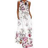 WINKEEY Vestito Lungo da Donna Stampa Floreale Farfalla Elegante Estivo Bohémien Etnico Vestito Taglia Grossa Senza Maniche c