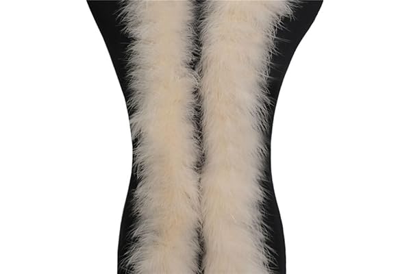 Haiaxx 2 Yards Boa Plumes de Marabout pour Arbre de Noël, Ruban de Dinde pour Robe de Mariée, Châle DIY, Artisanat et Bricolage - Beige