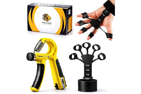PRO365 Premium Counter Hand Gripper + Finger Exerciser Kit Grip Strengthener Trainer for Wrist, Forearm & Fingers ABS Material Hand Workout Combo 1 Year Brand Warranty