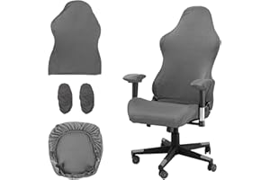 Wiainty Rivestimento per Sedia da Gioco, Copri Sedia Gaming 4 pezzi, Copertura per Sedia da Gaming Grigio, Braccioli Schienale della Sedia da Ufficio per Sedie da Computer, Sedia da Gioco
