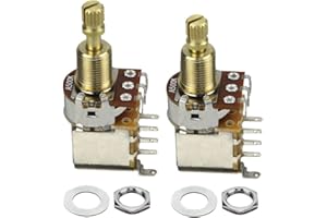 FLEOR 2PCS A500K Push Push Bounce Switch Potentiometer Audio Taper Pot Long Split Copper Shaft for Electric Guitar Bass Volume/Tone Controls