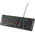amazon basics Wired Gaming Mechanical Keyboard with Outemu Blue Switches and Rainbow LED | Anti-ghosting Keys |8 Gaming Modes