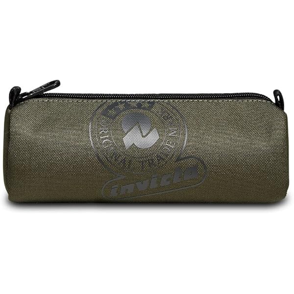 Portapenne Invicta Round Plus - Bustina Scuola Verde Militare Con Elastico