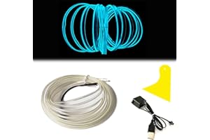 Balabaxer USB EL Wire Eisblau，10M/32.8FT Flexible Neonlichtröhre DC 5V Neonröhre Lichter Auto Innenverkleidung Lichtleiste für Innenverkleidung Gap Dekorative……