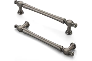 FURNIWARE Lot de 10 poignées de meuble antiquités en nickel - Espacement des trous de perçage de 128 mm - Poignées de tiroir pour portes de cuisine et commodes