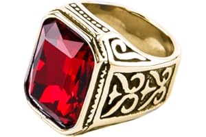 PAURO Herren Edelstahl Jahrgang Hochzeit Versprechen Zirkonia Ring mit Großem Stein