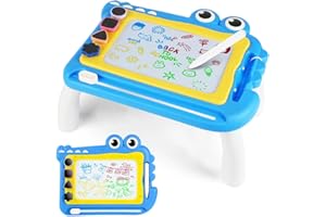 OFFCUP Magnetic Drawing Board, Toddler Boy Girl Toys for 3+ Year Old, Doodle Pad with Pen Stamps and 4 Paw, Learning Educational Toys Kids Birthday Gift (Crocodile)