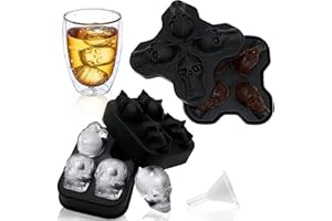 FainFun 3D silikonowa forma do kostek lodu z trupią czaszką, do koktajli i whisky (mała)