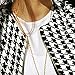 ipretty Women Houndstooth Jacket Short Zipper Cotton Coat Round Neck
