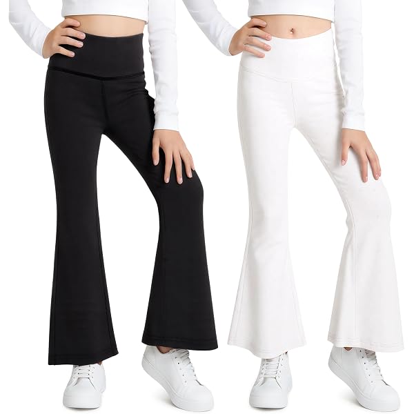 Leggings Évasés Pour Fille 7-14 Ans - Taille Haute Respirants Et Confortables Pour Sport Et Danse