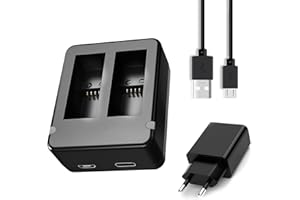 KWTOUL Cargador de batería Doble Compatible con GoPro HERO12/HERO11/HERO10/HERO9 Negro Enduro Batería con Cable USB Tipo C Cargador rápido y Enchufe del Cargador de la UE