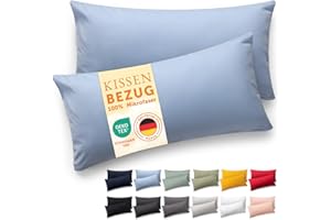 ‎BLUMTAL Blumtal Kissenbezug 40 x 80 cm im 2er Set weich - Oeko-TEX zert. Mikrofaser Kopfkissenbezug 40x80 cm - Kissenhülle 40x80 cm - 40x80 cm Kopfkissenbezug waschbar - Kissenbezug 80x40 cm Blau