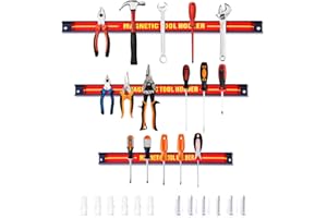 GIANTEX Lot de 3 Barres Magnétiques pour Outils, Barre Aimantée Puissant, Porte-Outils Mural pour Maison Garage Atelier (Lot de 3, Différentes Tailles)