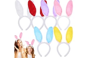 Aonuily Bunny Ears Headband, 6Pack Easter Plush Rabbit Ears Hairbands Comfortable Party Fancy Dress Prop for Adults Kids Costume Head Band Accessory