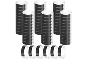 KINBOM 600 Uds Pulseras Identificativas, Impermeables Pulseras de Papel para Eventos Coloridas Pulseras de Fiesta Discoteca Pulseras de Entrada para Festivales de Música Conciertos Concursos (Negro)