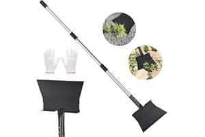 AOFESEL Garden Shovel, Multifunctional Garden Cleaning Shovel with 120cm Adjustable Handle, Stainless Steel Outdoor Patio Weed Moss Removal Tool, Snow Shovel Ice Scraper,Heavy Duty Flat Shovel for Lawn Edging