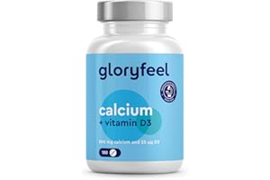 GLORYFEEL Calcium and Vitamin D3 Tablets - Calcium Supplement with 800 mg Carbonate + 1000 IU per Daily dose - 180 Vegetarian Tablets (3 Months) - Supplements for Women & Men