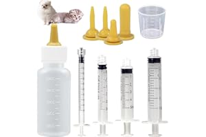 GGUFAY 10 pcs Pet and Wildlife Nipple Syringe, Nipple with Syringe, Silicone Portable Kitten Nipple Puppy Feeding Nipple, Best for Puppies, Kittens, Squirrels and Other Newborn Pets