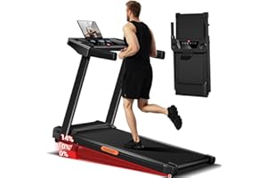 LONTEK Treadmill with 14% Incline, 3-in-1 Portable Treadmills with Handle for Home and Office, Foldable Treadmills with 300 Lbs Weight Capacity, 3.0HP Quiet Walking Pad Treadmill, Three Touch Screen