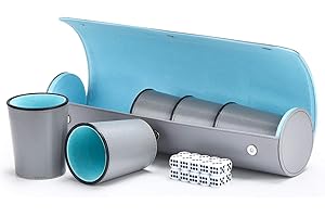 IMNBEST Juego de Tazas de Dados de Cuero 5X, Taza de Dados de Cuero con 25 Dados, Estuche Exclusivo de Almacenamiento y Transporte de Piel sintética con Cierre magnético para Farkle, Yahtzee