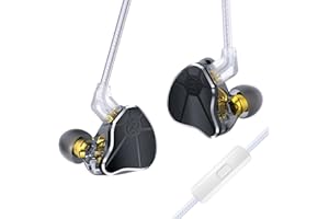 keephifi CCZ BC04 HiFi IEM in Ear Monitor, ecouteur Gaming Intra-Auriculaires ecouteurs Filaire pour chanteurs, 1BA 1DD Écouteurs filaires de Jeu légers, 2PIN-Z détachable câble(Noir,avec Micro)