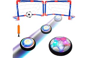 Beauenty Hover Soccer Ball Set with 2 Goals, Air Soccer with LED Light, USB Charge Floating Soccer Ball with Foam Bumper for Indoor Outdoor Sports Ball Game, Football Toy for Kid Best Gift (A)