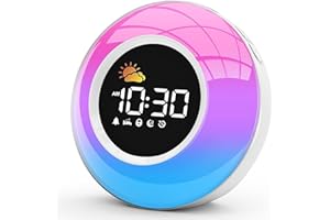 APUZOM Kids Alarm Clock, Toddler Sleep Trainer Clock with Night Lights, Digital Alarm Clock for Kids with Sun Moon, 12 Sleep Sounds, Snooze, Bedside Clock with Wake Up Light, Gifts for Boys Girls