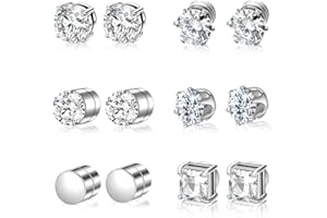 IKOPFLN 6 Pares de pendientes magnéticos para hombre, pendientes falsos para hombre, 6 mm