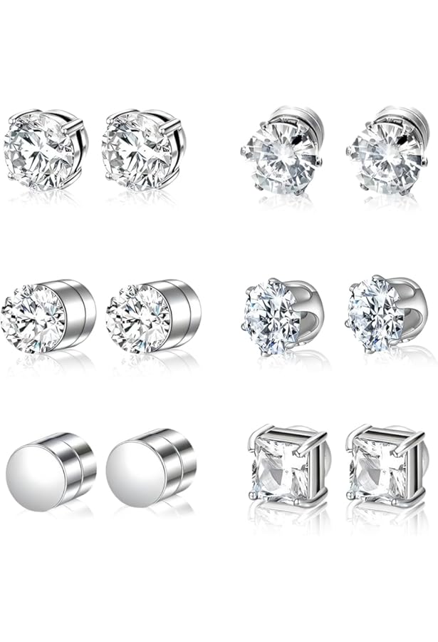 4 Paires Boucles D'Oreilles Homme Boucle Aimantée En Acier