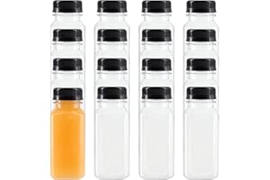 ZMCYN 16 Pack 6oz/180ml Mini Plastic Juice Bottles with Tamper Evident Lids, Reusable Shot Bottles Small Plastic Bottles Drink Containers for Juice Smoothie Milk