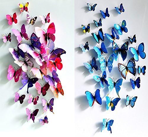 12Pcs 3D Butterfly Wall Sticker Fridge Magnet Home Decor Art Applique