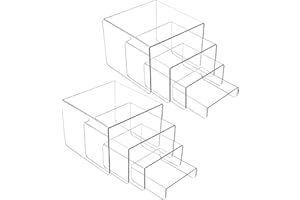 MerryNine 8 PCS Acrylic Risers for Display, 4-Tier Clear Display Stand Risers, multifunction acrylic transparent Pop stand for Cupcakes, Figures, cosmetics, Collectibles Display (Square)