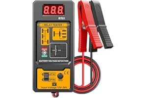 KHIRONHIVE RT01 Testeur de relais automobile Affichage numérique 12 V 24 V Analyseur de relais avec écran LCD Fonctionnement à une touche pour les inspections électriques de voiture, camion, moto et marine