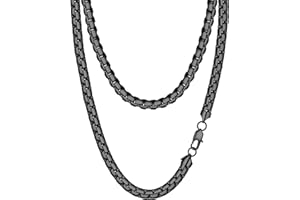 PROSTEEL Mens Necklace Chain Stylish Flat Box Chain Link Black/Silver/Gold Plated, Hypoallergenic 316L Stainless Steel Jewellery (with Gift Box)